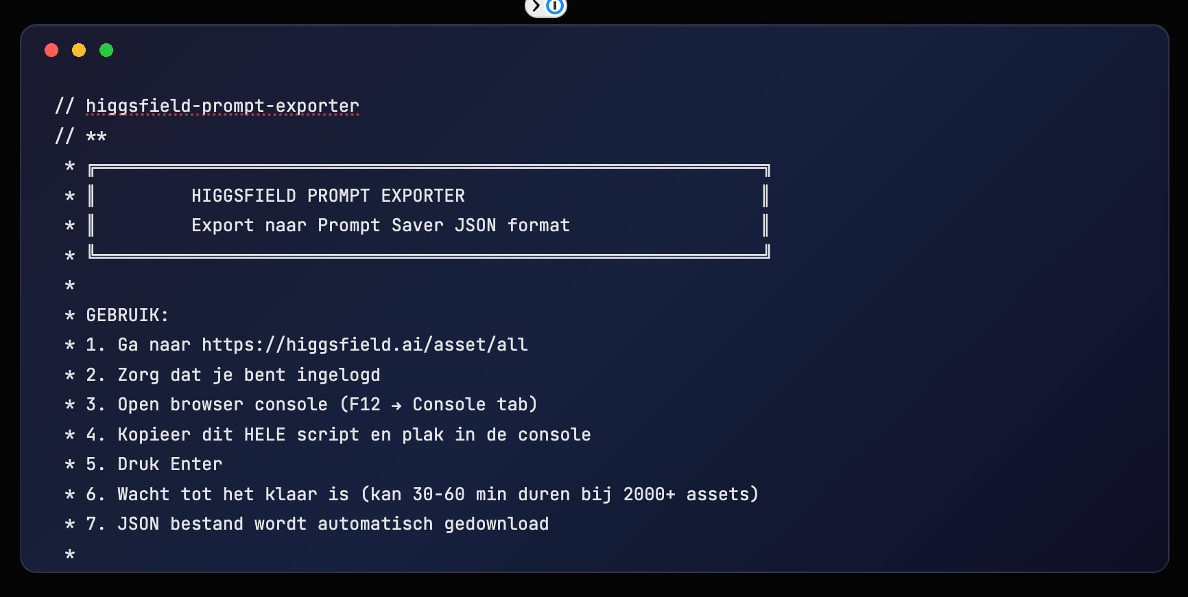 Hoe ik 2k AI-prompts uit Higgsfield exporteerde